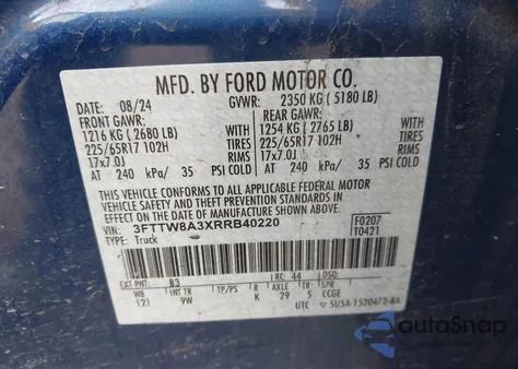 2024 Ford Maverick Xl from USA, damaged, VIN 3FTTW8A3XRRB40220